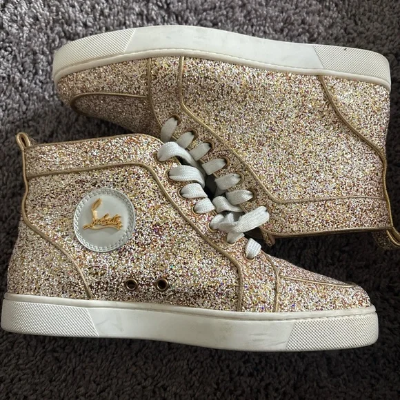 Christian Louboutin Louis Flat glitter high-top sneakers - Picture 2 of 4